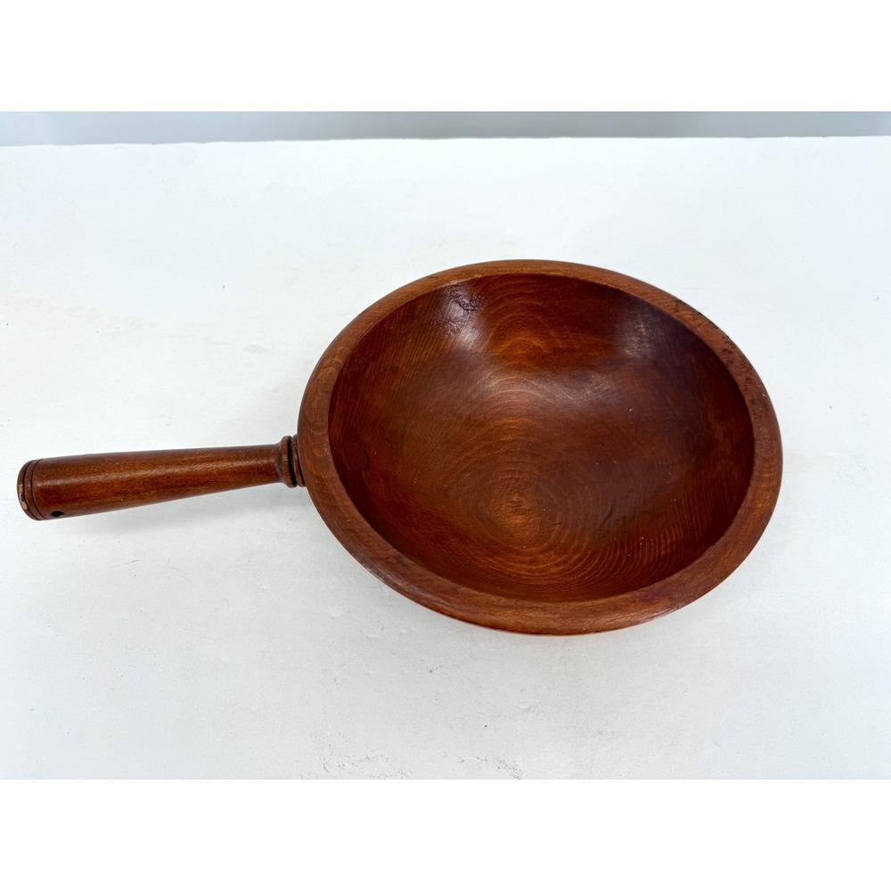 Vintage Woodcraftory Wooden Bowl With Handle, Rustic Decor, Made in USA
